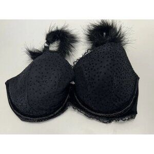 Victoria's Secret NWT Black Lace Faux Fur Bra Women’s Size 36DD